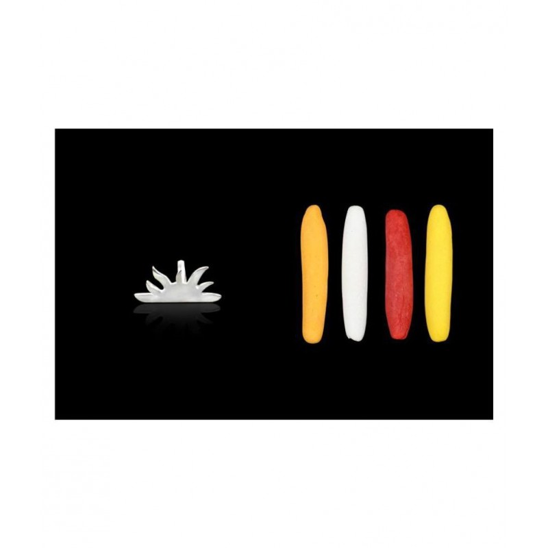 Rudra Centre 4 pcs of Tilak sticks with Silver Tilak stamp - Sun design (Silver - 1.41 gms)