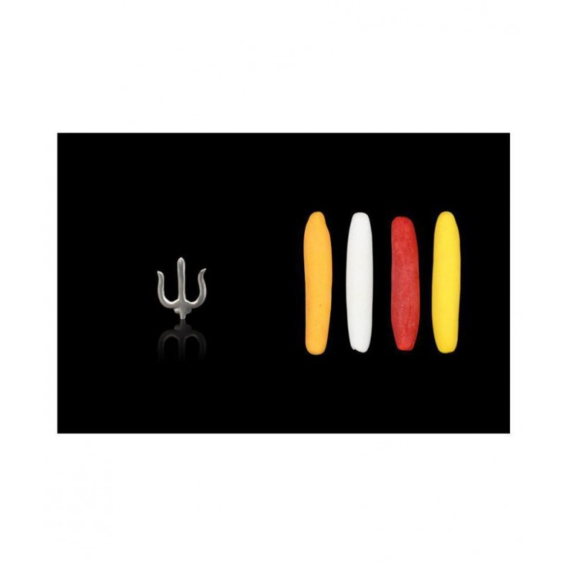 Rudra Centre 4 pcs of Tilak sticks with Silver Tilak stamp - Trishul design (Silver - 0.80 gms)
