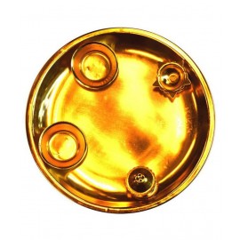 Rudra Divine BRASS EMBOSSED POOJA THALI[12" GOLD COLOUR] 21x21 cm