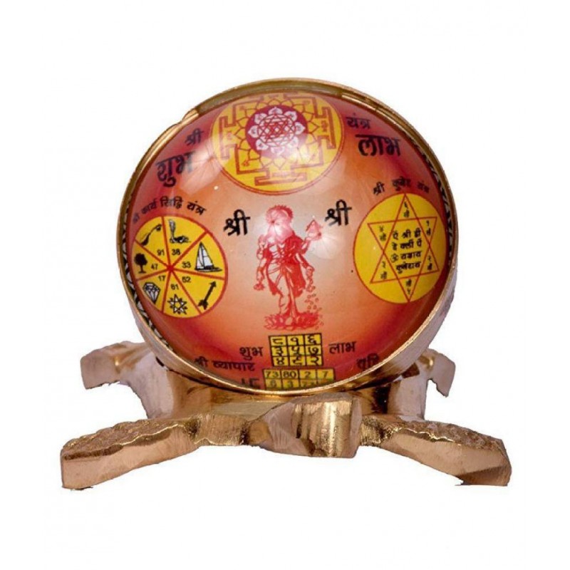 Rudra Divine Brass Golden Metal Vaastu / Fengshui Kachuaa / Tortoise / Turtle for Good Luck with Inbuilt Shriyantra, Shri Kuberyantra, Shri Sarv Karya Siddhi Yantra, and Shri Vyapar Vridhi Yantra with Goddess Lakshmi /Home / Office  Size 8.5 x 6 cm |