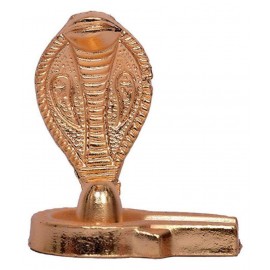 Rudra Divine Golden Metal Shivling/Shivlingam with Shesnaag 4 x 8 cm