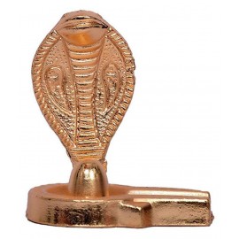 Rudra Divine Golden Metal Shivling/Shivlingam with Shesnaag 4 x 8 cm