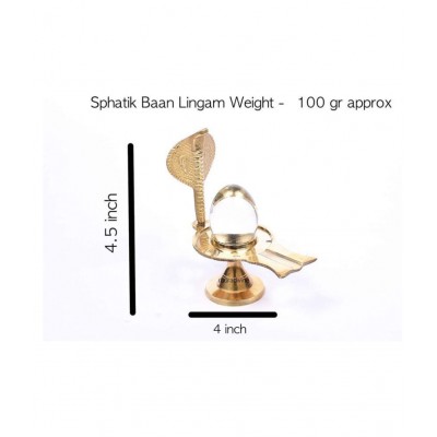 Rudra Divine Sphatik Shiva Ling (80-100 Grams) with 1 Face Snake Hood Jalaheri Brass Argha (Sphatik) Sphatik Baan Lingam