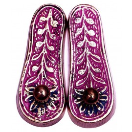 Rudra Divine lord vishnu ji charan paduka golden metal for home temple / for office /for diwali pooja