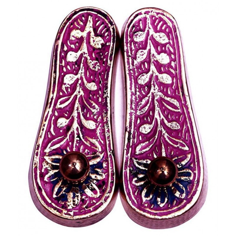 Rudra Divine lord vishnu ji charan paduka golden metal for home temple / for office /for diwali pooja