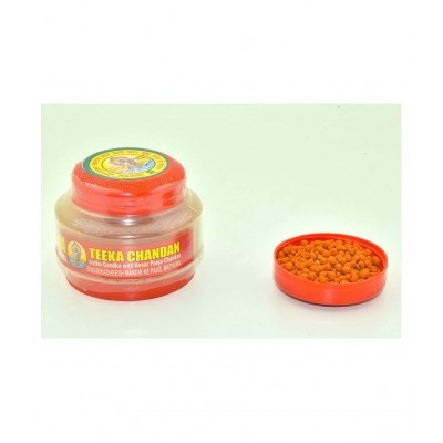 Rudradivine Ashtagandha Kesar Chandan Puja Tika (200 GM) for Laddu Gopal Ji Scented Tilak Granules from Mathura -Kesari Sandalwood Tikka with Fragrance for Pooja, Religious Use, Holi, Lord Krishna