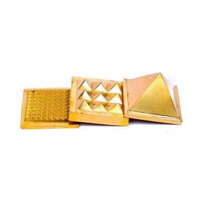 Rudradivine Brass Vastu Pyramid That Spreads Positive Vibes, 3 Layer Metal Pyramid for Home & Office Feng Shui Products North-West Vaastu Dosh Nivaran