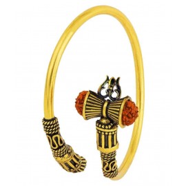 Rudraksha Shiv Trishul Damroo Designer kada Bracelet Bangle for Women and Men (Flexible)