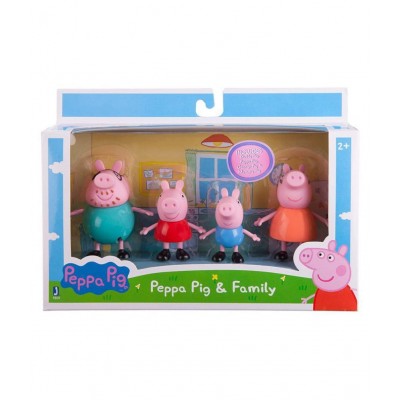 Ruhani Peppa Pig Family Toy Set of 4 PCs. with Peppa Pig Spoon & Fork Set for Kids