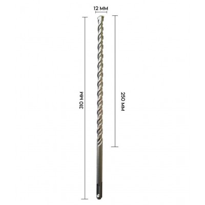 S4 Steel (12 x 310mm) Cross Tip Plus Hammer Drill Bit (Silver)