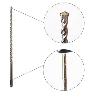 S4 Steel (14 x 310mm) Cross Tip Plus Hammer Drill Bit (Silver)