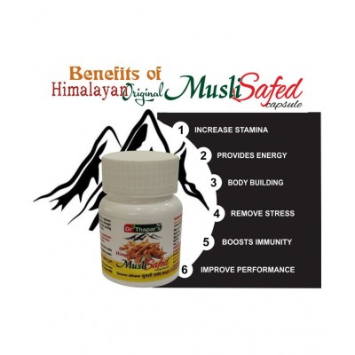 SAFED MUSLI HIMALAYAN ORIGINAL By DR.THAPAR 25+5 Free Capsule 500 mg SAFED MUSLI HIMALAYAN ORIGINAL By DR.THAPAR 25+5 Free Capsule 500 mg
