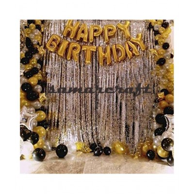 SAMARCRAFT 60 PCS Golden Silver Black Birthday Metallic Balloons Decoration Kit Set for Husband Wife Kids Boys Girls