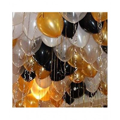 SAMARCRAFT 60 PCS Golden Silver Black Birthday Metallic Balloons Decoration Kit Set for Husband Wife Kids Boys Girls