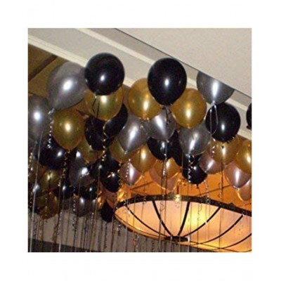 SAMARCRAFT 60 PCS Golden Silver Black Birthday Metallic Balloons Decoration Kit Set for Husband Wife Kids Boys Girls