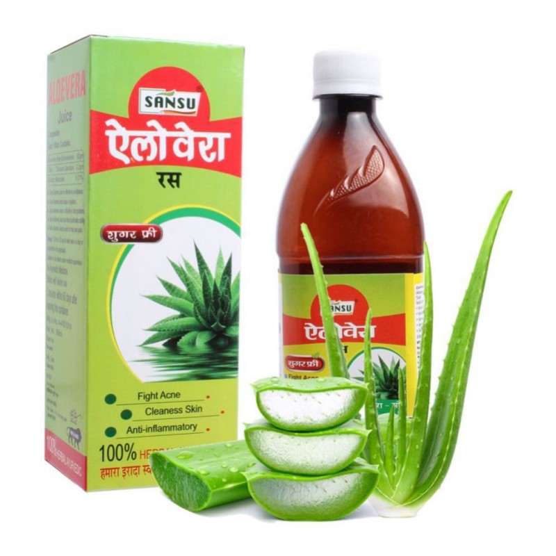 SANSU Aloe Vera Juice - Repairs Skin and Hair |No Preservatives or Added Sugar| 500ML | Pack of 2