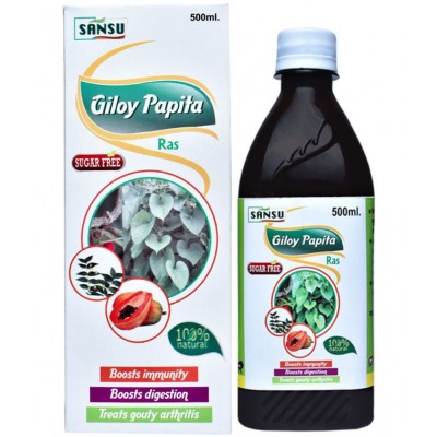 SANSU Giloy Papita Ras | Pack of 2 | Naturally Boost Your Immunity | detoxifier | 100% Natural 500ML SANSU Giloy Papita Ras | Pack of 2 | Naturally Boost Your Immunity | detoxifier | 100% Natural 500ML