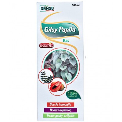 SANSU Giloy Papita Ras | Pack of 2 | Naturally Boost Your Immunity | detoxifier | 100% Natural 500ML