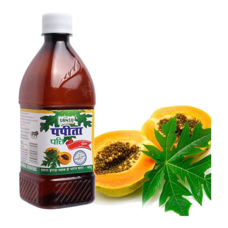 SANSU Papaya Leaf Juice To Increase Platelets Count - 500ml (Pack of 2)