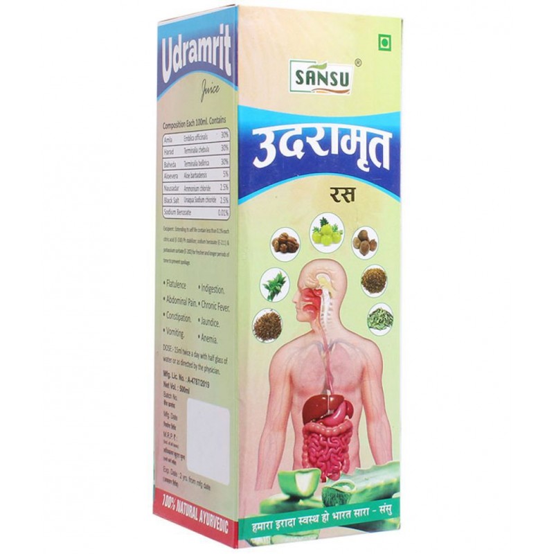 SANSU Udramrit Ras/Juice Helpful for Hyper Acidity, Gas, Constipation| - 500ml (Pack of 2)