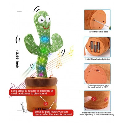 SASTABAZAR Dancing Cactus Talking Toy,Cactus Plush Toy, Wriggle Singing Recording Repeats What You Say Funny