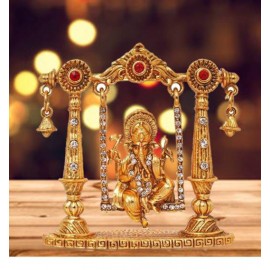 SCrazeHub Brass Ganesha Idol x cms