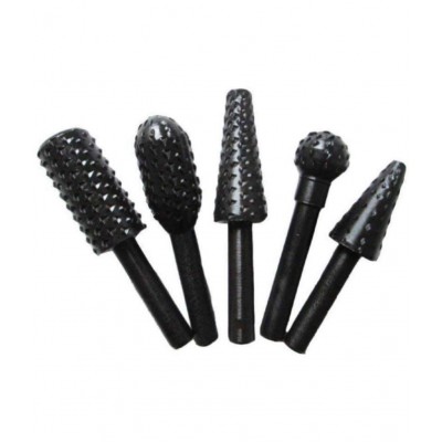 SHB 5pcs/set High Speed Steel Burr Drill Bit Set Wood Carving Rasps For Dremel Shank Burs Tools Cutting Tool Black