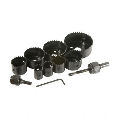 SHB Hole saw 11pcs Metal Alloys Wood Hole Saw Cutting Set, Black, 19-64 mm, Set of 11Pcs