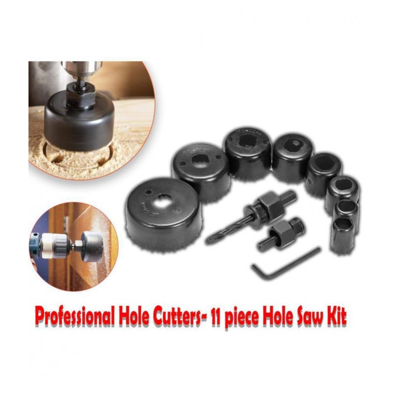 SHB Hole saw 11pcs Metal Alloys Wood Hole Saw Cutting Set, Black, 19-64 mm, Set of 11Pcs