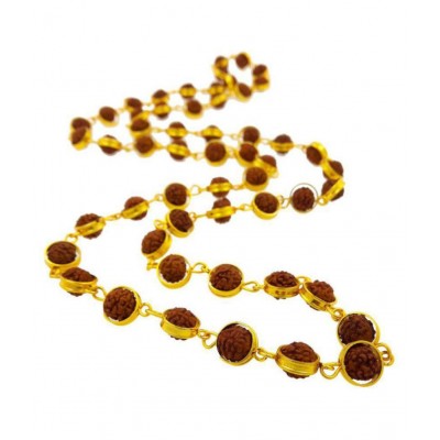 SHIV MART ™  Gold Plated God of Shiv Rudraksha mala For Men's & Boy's