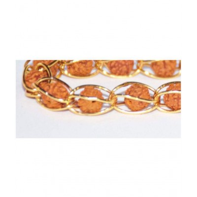 SHIV MART ™  Gold Plated Wire Rudraksha Beads Brass Mala with Original 5 Mukhi Rudraksha Mala \ Chain Necklace