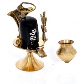 SHIV MART ™ Brass Shiva Ling Lingam Shivling Statue for Hindu Puja 8 CM
