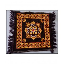 SHOP BY ROOM Polyester & Polyester Blend Puja Mat (Multi_20 Inch X 20 Inch) - Dark Brown