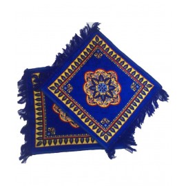 SHOP BY ROOM Velvet Blue Puja Mat/Aasans - Pack of 2