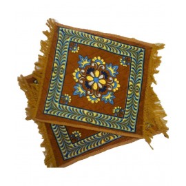 SHOP BY ROOM Velvet Light Brown Puja Mat/Aasans - Pack Of 2