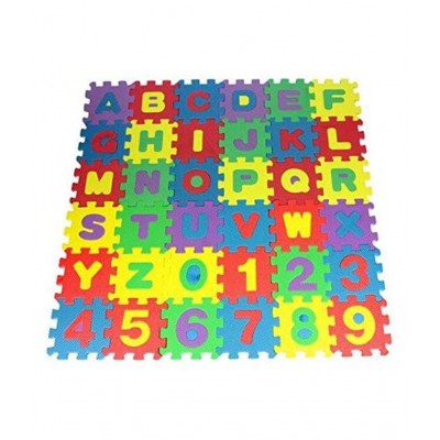 SHOPEXNOW 36 Pieces Mini Puzzle Foam Mat Interlocking Learning Alphabet and Number for Kids
