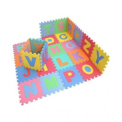 SHOPEXNOW 36 Pieces Mini Puzzle Foam Mat Interlocking Learning Alphabet and Number for Kids