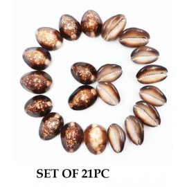 SHRI TIRUPATI BALA JI ENTERPRISES - Natural Original Black Kawdi, Kaudi, Kowdi, Cowrie, Koudi, Kodi Shells- Set of 21 for Maha Laxmi Pooja Stoneware Yantra  (Pack of 21)