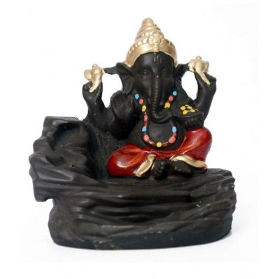 SHRINO Black Resin Ganesha Smoke Backflow/Home Decoration Item - Pack of 1