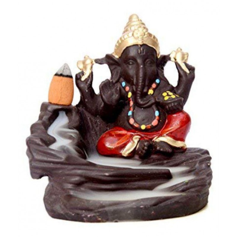 SHRINO Black Resin Ganesha Smoke Backflow/Home Decoration Item - Pack of 1