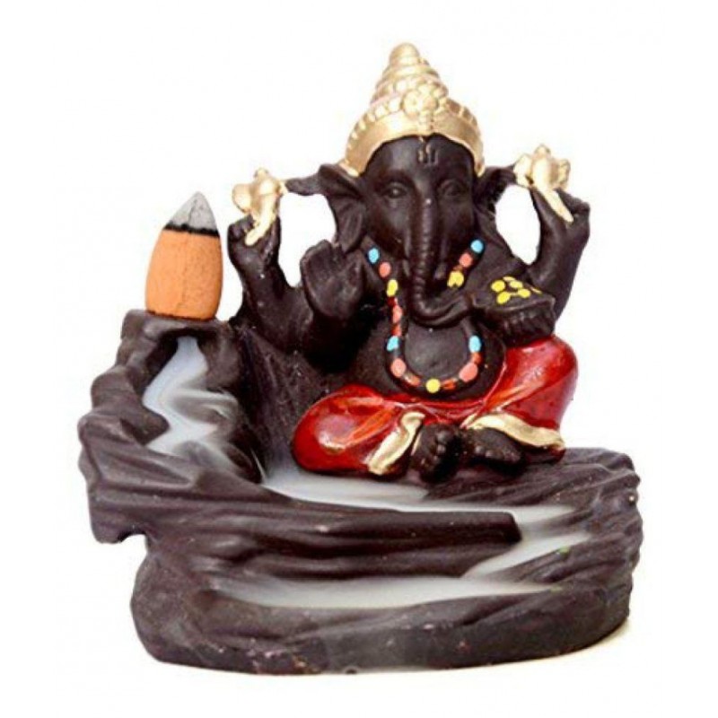 SHRINO Multicolour Resin Lord Ganesha Smoke Backflow/Home Decoration Item- Pack of 1