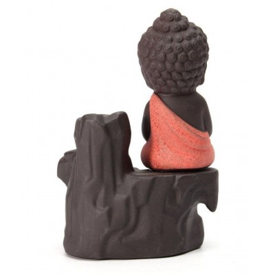 SHRINO Orange Resin Monk Buddha Smoke Backflow - Pack of 1