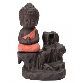 SHRINO Orange Resin Monk Buddha Smoke Backflow - Pack of 1