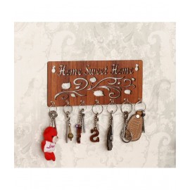 SKARLEY Brown Wood Key Holder - Pack of 1