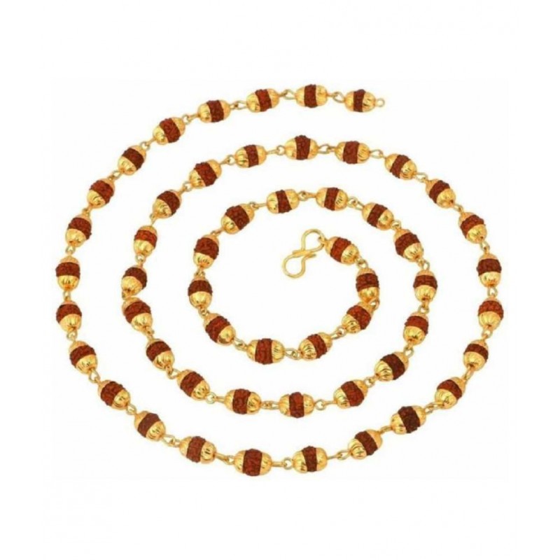 SKE Golden Cap Rudraksha Mala