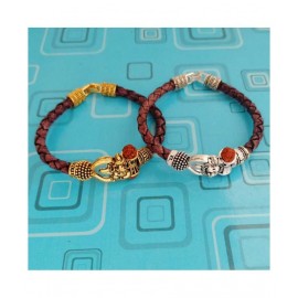 SKE Golden ganesh & silver lion Bracelete