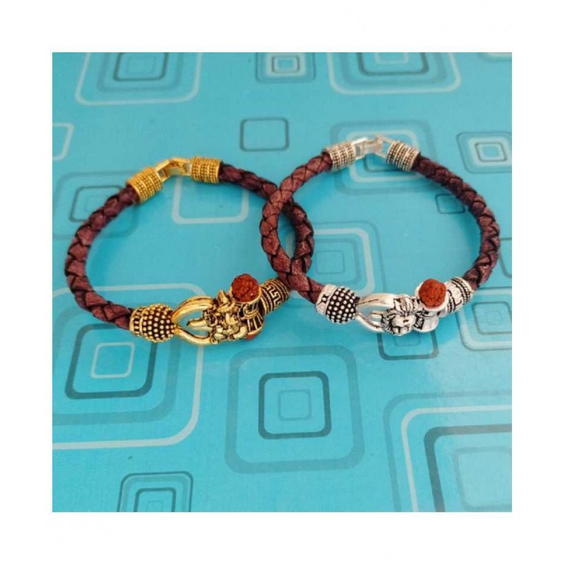 SKE Golden ganesh & silver lion Bracelete