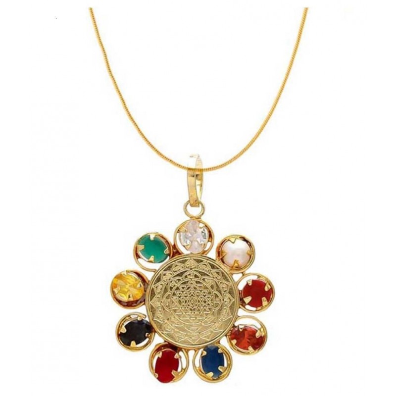 SKE Navratna Pendent With Chain