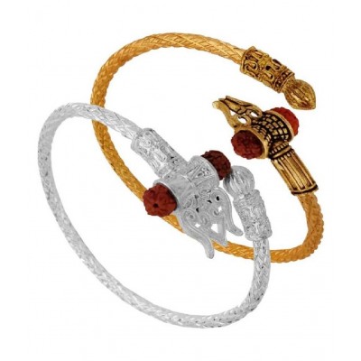 SKE Om and golden thin silver lining kada for men and boys