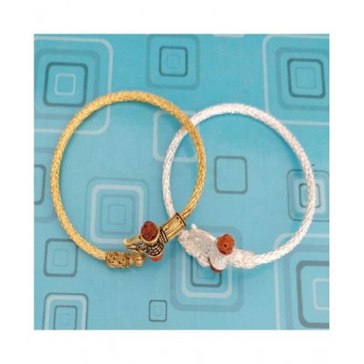SKE Om and golden thin silver lining kada for men and boys